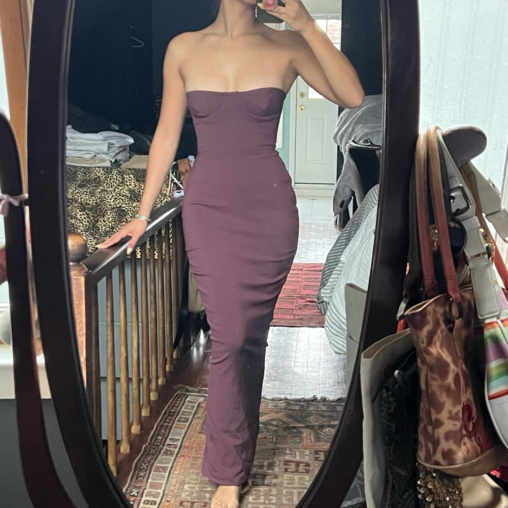 House of CB Lucia Strapless Corset Maxi Grape